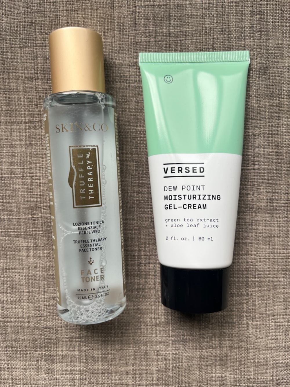 Versed Dew Point Moisturizing Gel-Cream, Skin & Co. Truffle Therapy Facial Toner